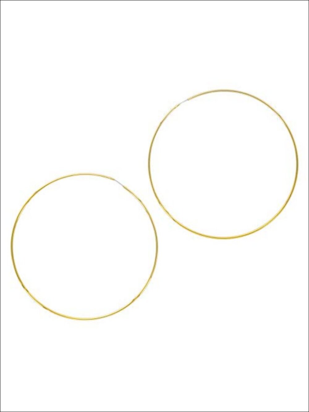 14K Gold Dipped Endless Hoop Earrings Sterling Silver Post Thin Lightweight